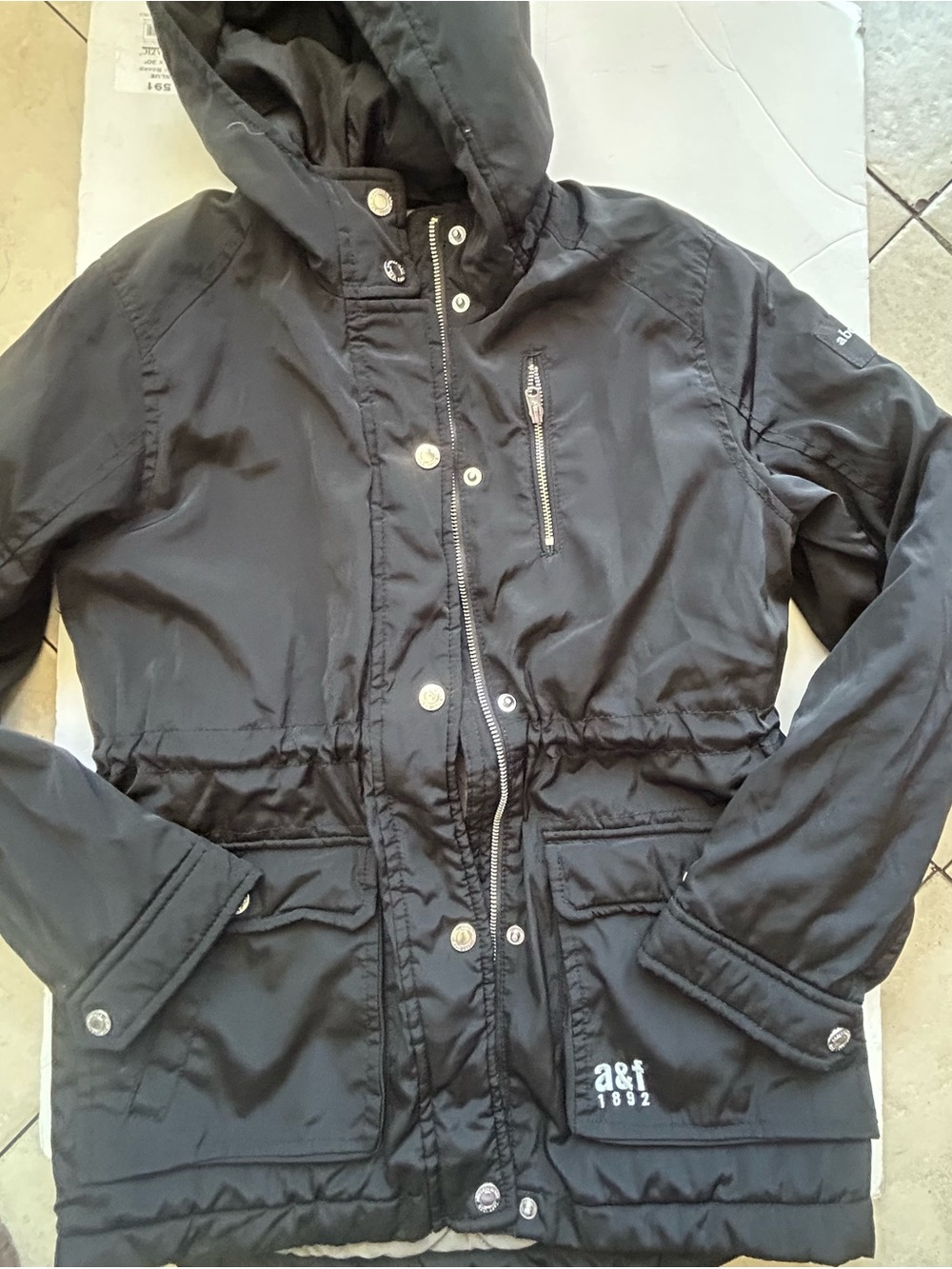 Abercrombie & Fitch Black Hooded Women's Parka Jacket